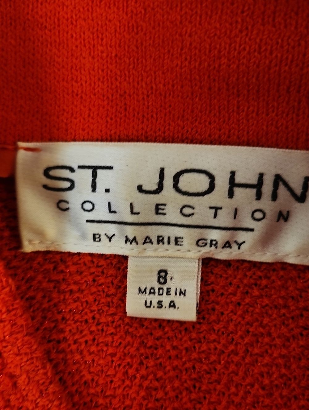 Vintage St. John Collection Jacket 6 Knit Blazer Red 3/4 Sleeve Cardigan - Picture 5 of 7